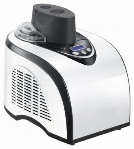 Unold 48840 Polar ice cream maschine (keicia Unold 48806 Cortina), ledu gamybos aparatas namuose, galia 135 W, 1 litras ledu per 30 minuciu, pilnai automatinis su kompresorium, temperaturos sritis nuo 18 C iki -35 C, LCD di